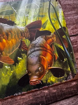 CARTEL DE PESCA CARPAS BAJO EL AGUA
