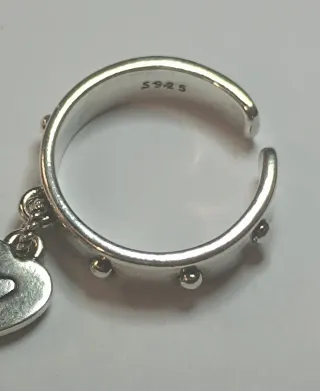 Anillo Plata Dije Corazón Ajustable