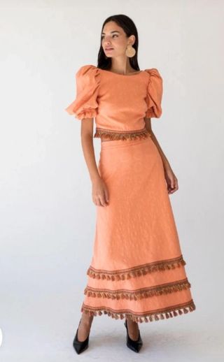 Conjunto Blanca Martin naranja vestido