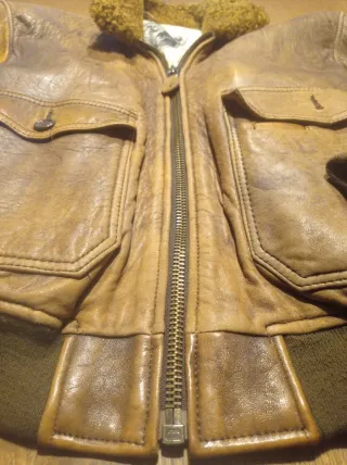 Chaqueta Cuero Vintage Aviador Marrón