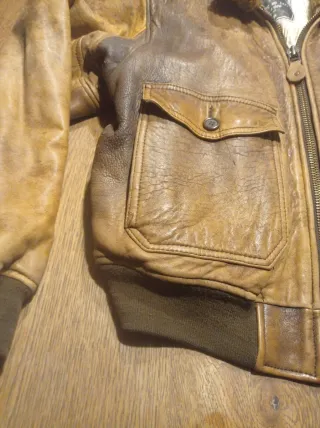 Chaqueta Cuero Vintage Aviador Marrón