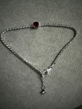 Pulsera circonitas rubí y plata