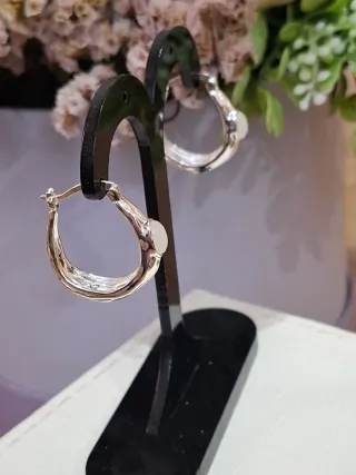 Pendientes Aro Baño Plata Piedra Blanca