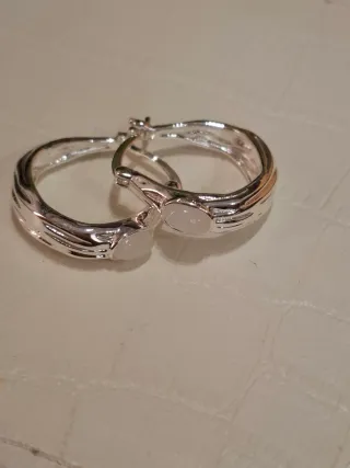 Pendientes Aro Baño Plata Piedra Blanca