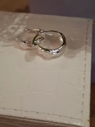 Pendientes Aro Baño Plata Piedra Blanca