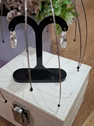 Pendientes Aro Baño Plata Piedra Blanca