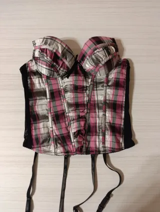 Corsetto Gupier a quadri rosa