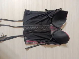 Corsetto Gupier a quadri rosa