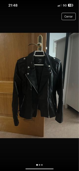 Cazadora cuero mujer negra