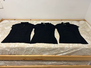 Pack 3 Polos Negros Básicos Talla S Mujer