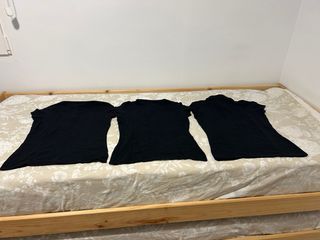 Pack 3 Polos Negros Básicos Talla S Mujer