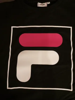 T-shirt Fila corta nera con logo