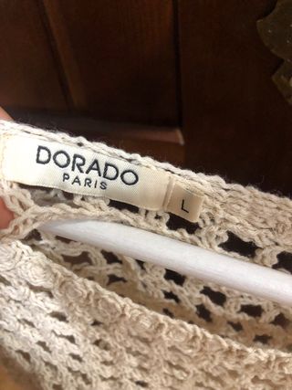 Camiseta beige crochet manga corta