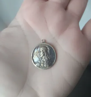 Medalla Vintage Sagrado Corazón Virgen