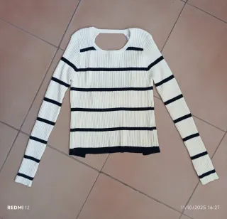 Top canalé espalda abierta rayas mujer Zara