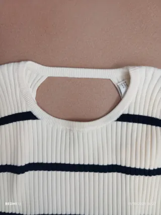 Top canalé espalda abierta rayas mujer Zara