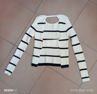 Top canalé espalda abierta rayas mujer Zara