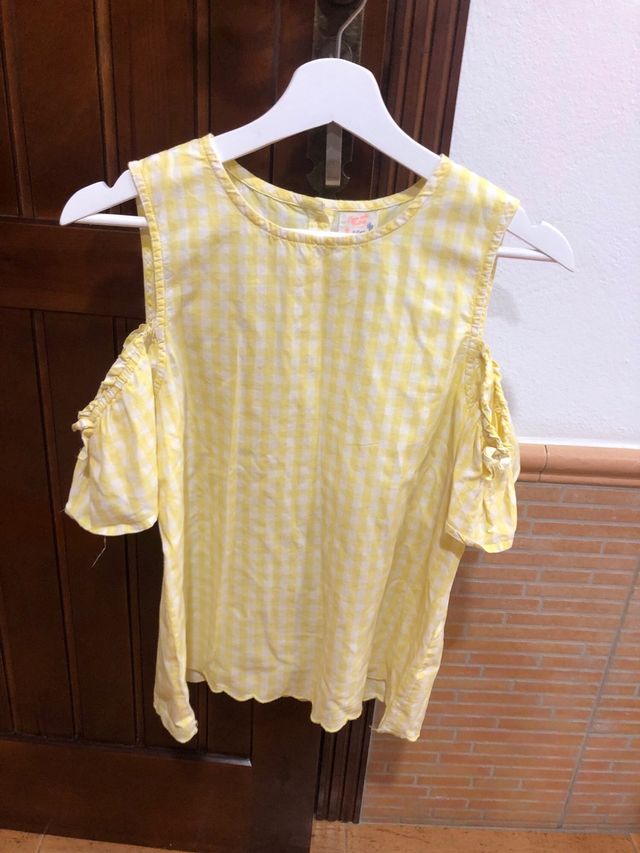 Blusa per bambina a quadri gialli Taglia 15-16