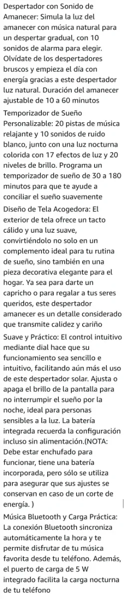 Despertador Liorque Amanecer Luz Natural