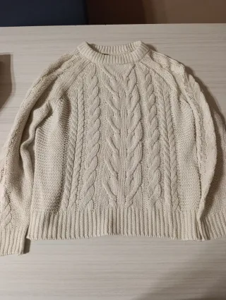 Maglione donna beige con trecce