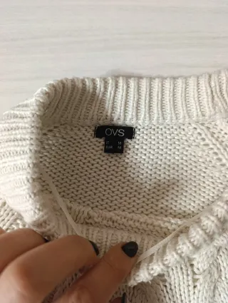 Maglione donna beige con trecce