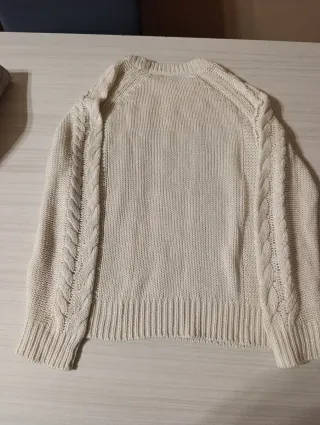 Maglione donna beige con trecce