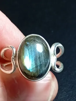 Anillo Plata Ley Labradorita natural sin pulir