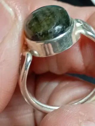 Anillo Plata Ley Labradorita natural sin pulir