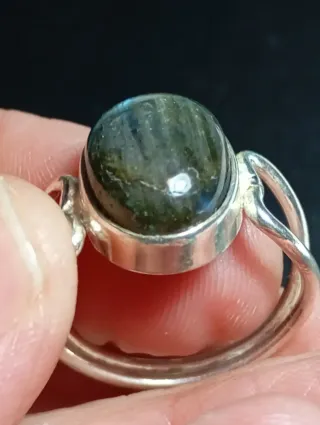 Anillo Plata Ley Labradorita natural sin pulir
