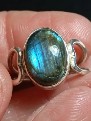Anillo Plata Ley Labradorita natural sin pulir