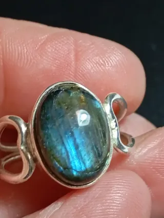 Anillo Plata Ley Labradorita natural sin pulir
