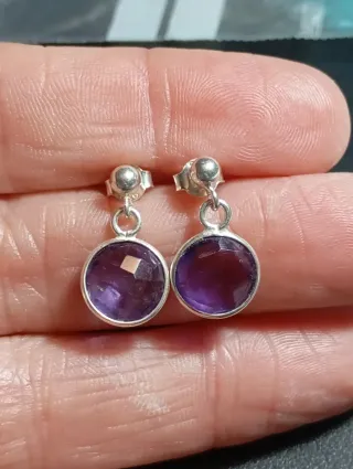 Pendientes Plata Ley Amatista Morada