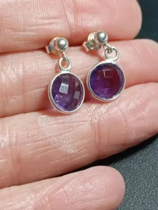 Pendientes Plata Ley Amatista Morada