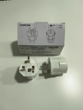 Adaptador Enchufe UK/Irlanda Blanco 2uds