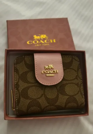 Monedero Coach Marrón y Rosa Mujer