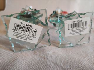 Coppia Portacandele Vetro Cuore Rose