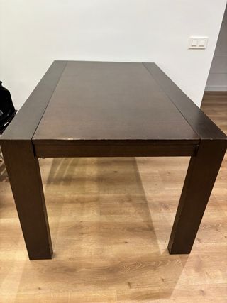 Tavolo da pranzo color wengé, aperto 90 x 1,40