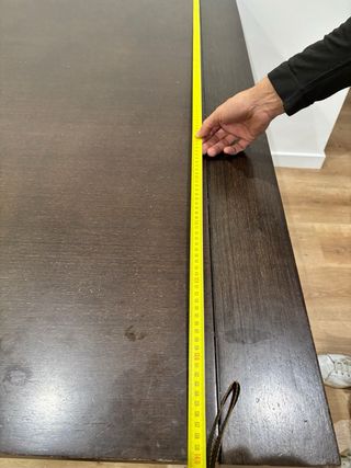 Tavolo da pranzo color wengé, aperto 90 x 1,40