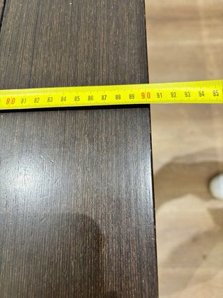 Tavolo da pranzo color wengé, aperto 90 x 1,40