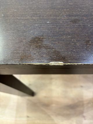 Tavolo da pranzo color wengé, aperto 90 x 1,40