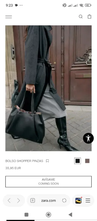 Bolso shopper Zara negro y marrón