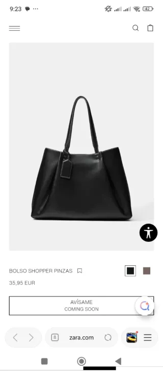 Bolso shopper Zara negro y marrón