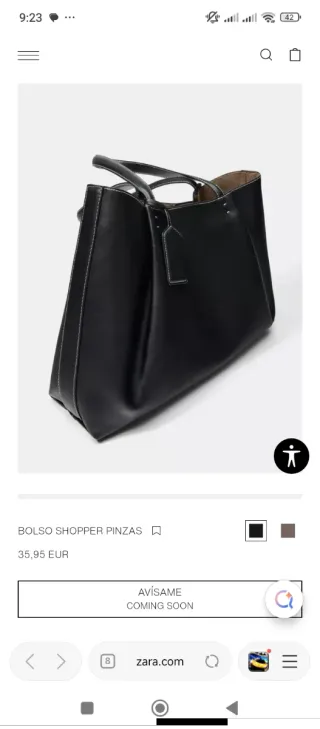 Bolso shopper Zara negro y marrón