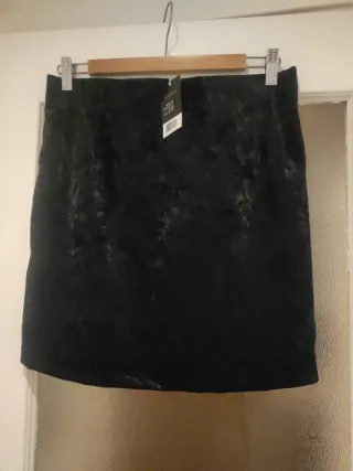 Falda Terciopelo Negra Talla M Elástica