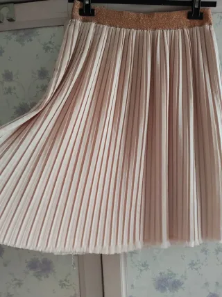 Falda plisada rosa y dorada