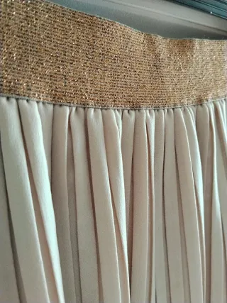 Falda plisada rosa y dorada