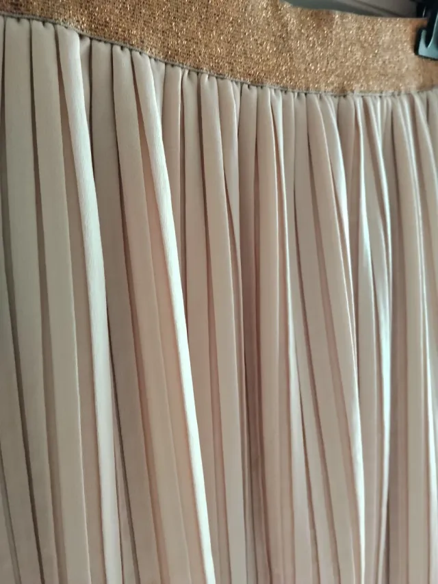 Falda plisada rosa y dorada