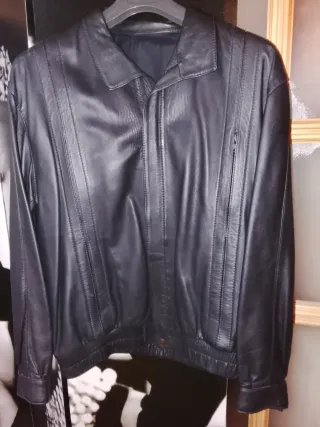 Cazadora de cuero negra hombre