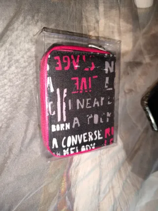 Monedero Converse Negro y Rosa