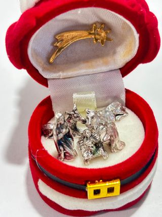 Belén Miniatura Figuras Plateadas